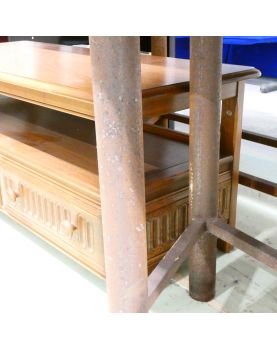 Metal Console Table with Handcrafted Oak Top