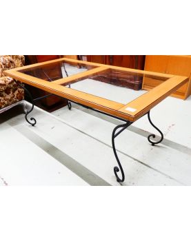 Wrought Iron Table with 2 Glass Tops