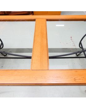 Table en Fer Forgé 2 Plateaux en Verre
