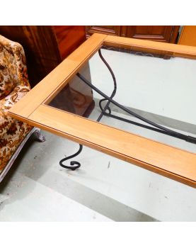 Wrought Iron Table with 2 Glass Tops