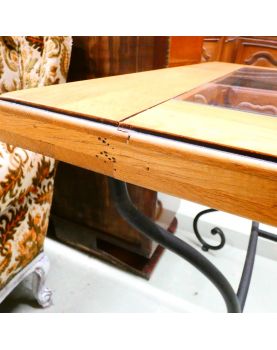 Table en Fer Forgé 2 Plateaux en Verre