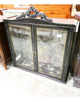 Black Display Cabinet with 2 Glass Doors and Key