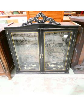 Vitrine 2 Portes Vitrées Noire avec Clé