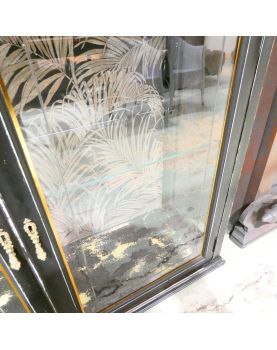 Black Display Cabinet with 2 Glass Doors and Key