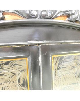 Black Display Cabinet with 2 Glass Doors and Key
