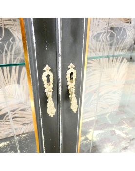 Vitrine 2 Portes Vitrées Noire avec Clé