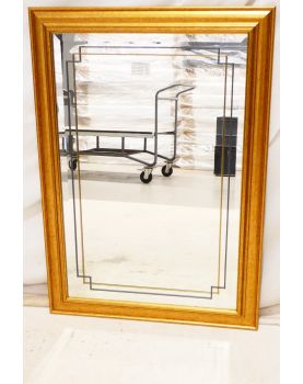 Rectangular Mirror with Gold and Decorated Frame