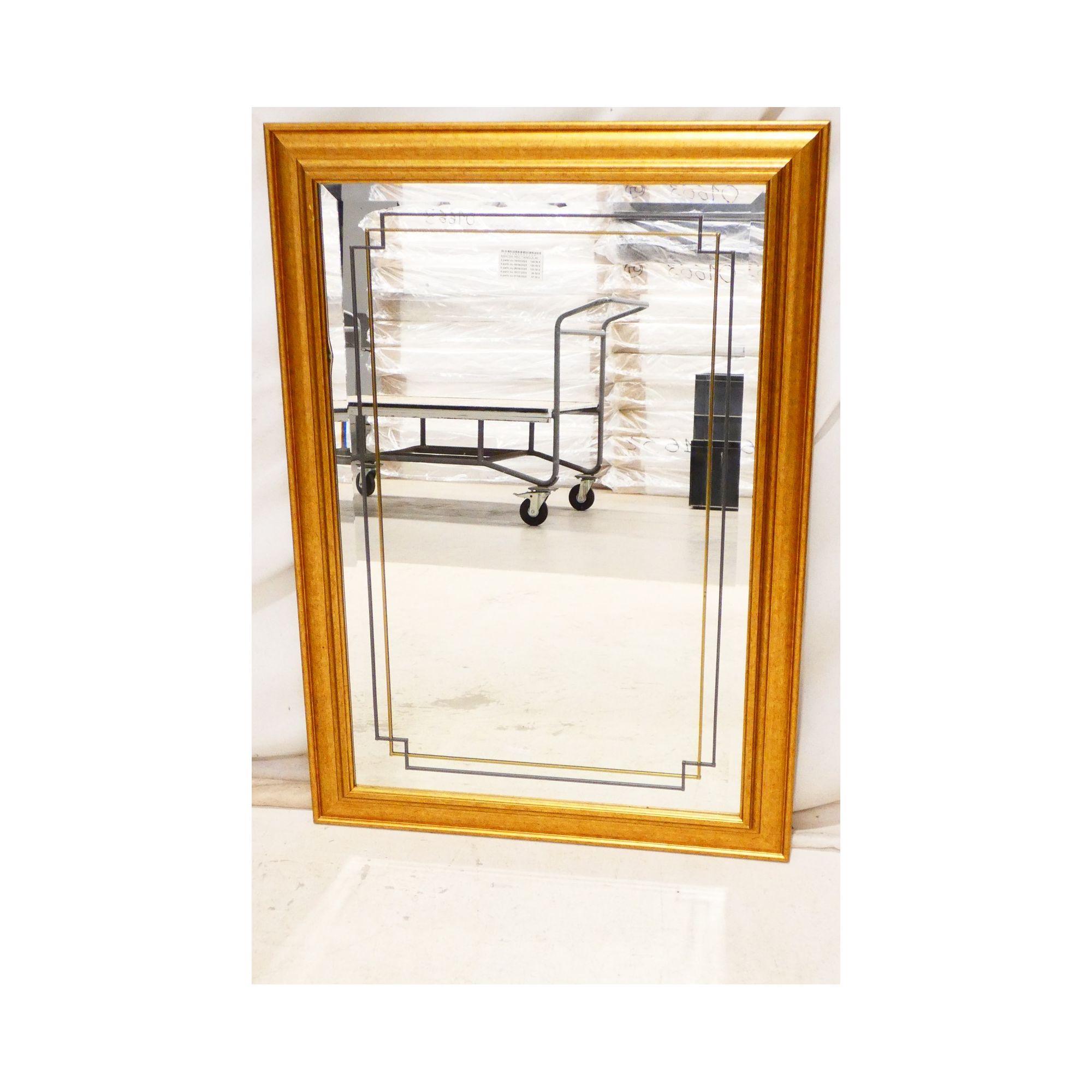 Rectangular Mirror with Gold and Decorated Frame Rectangular Mirror with Gold and Decorated Frame