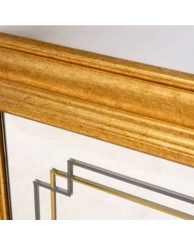 Rectangular Mirror with Gold and Decorated Frame