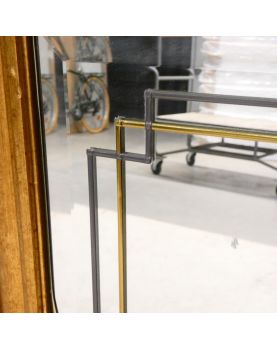 Rectangular Mirror with Gold and Decorated Frame