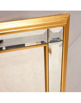 Rectangular Mirror with Beveled Gold Frame