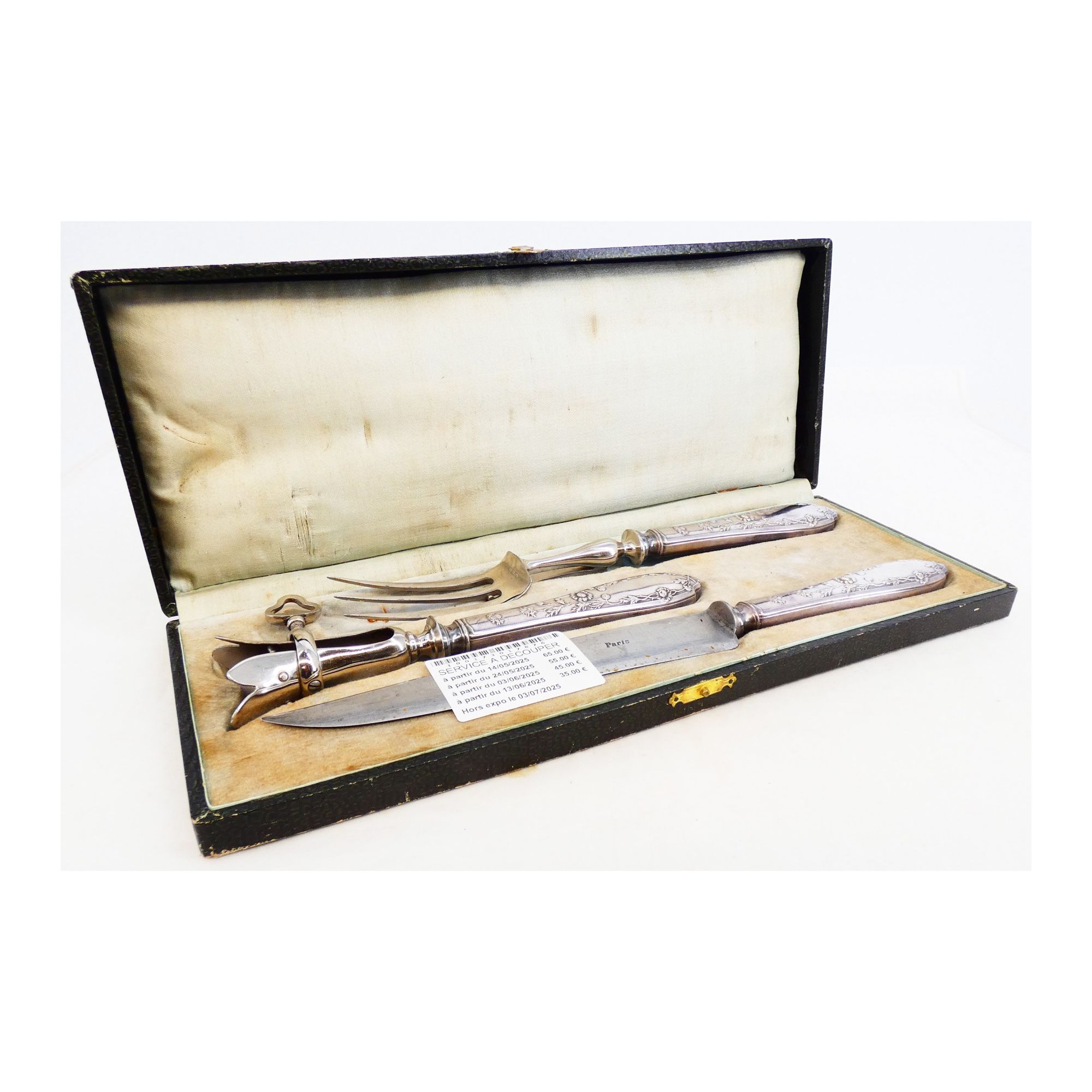 Art Nouveau Carving Set in Silver Metal in its Box Art Nouveau Carving Set in Silver Metal in its Box