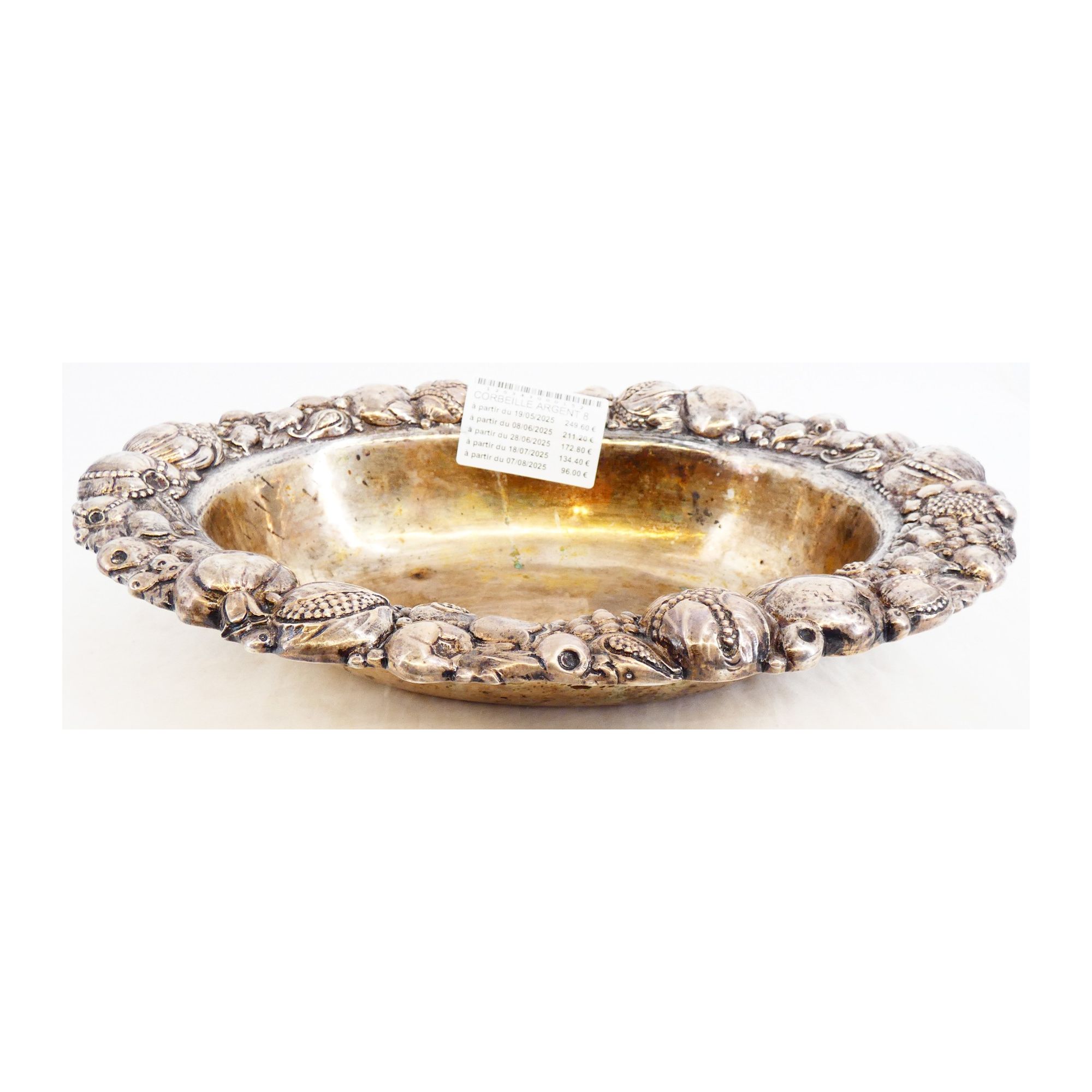Corbeille en Argent 800 Étranger 383 Grammes Corbeille en Argent 800 Étranger 383 Grammes