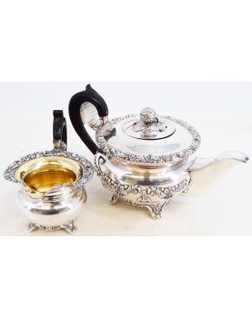 Silver Metal Teapot and Milk Jug Set by Gandais PALA