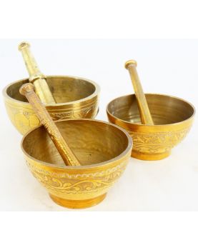 Lots de 3 Petits Mortiers en Laiton