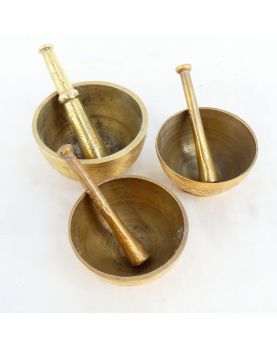 Set of 3 Small Brass Mortars