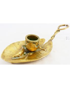 Art Nouveau Cellar Rat Candle Holder with Fish and Water Lilies