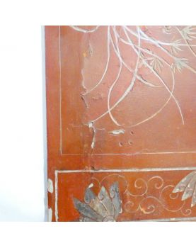 Set of 3 Red Lacquered Asian Panels