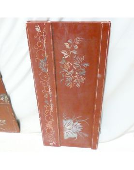 Set of 3 Red Lacquered Asian Panels
