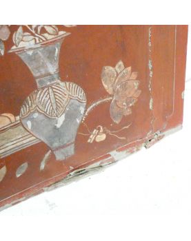 Set of 3 Red Lacquered Asian Panels