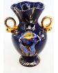 Earthenware Vase with 2 Blue and Gold Handles