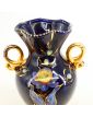 Earthenware Vase with 2 Blue and Gold Handles