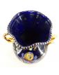 Earthenware Vase with 2 Blue and Gold Handles