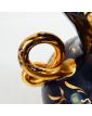 Earthenware Vase with 2 Blue and Gold Handles