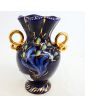 Earthenware Vase with 2 Blue and Gold Handles