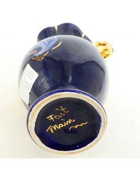 Vase en Faïence 2 Anses Bleue et Dorée