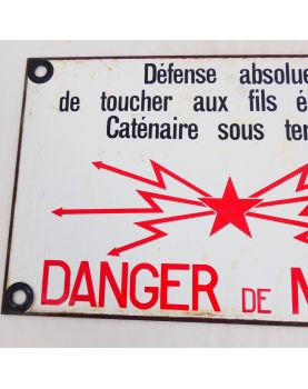 Plaque Émaillée Train SNCF Danger de Mort