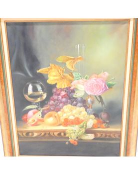 Grande Huile sur Toile Nature Morte Aux Fruits Signée