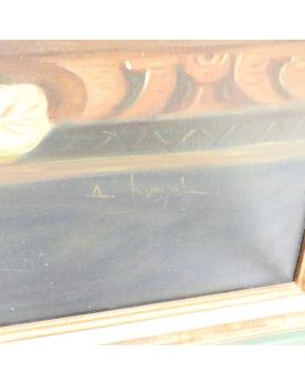 Large Oil on Canvas Still Life with Fruits Signed