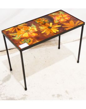 Small Ceramic Table with Floral Decor, 1960s