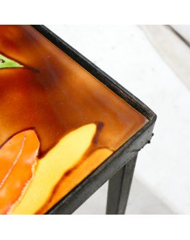 Small Ceramic Table with Floral Decor, 1960s