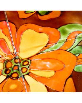 Small Ceramic Table with Floral Decor, 1960s