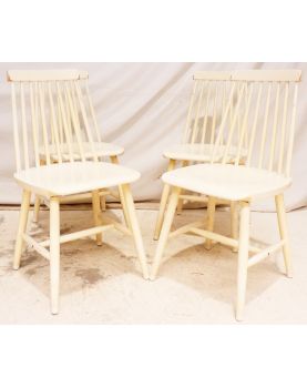 Set of 4 White Patina Chairs