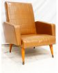 Fauteuil en Skaï Marron Pieds Compas