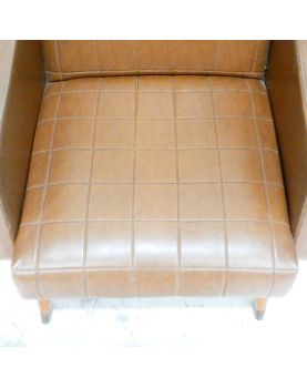 Fauteuil en Skaï Marron Pieds Compas