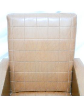 Fauteuil en Skaï Marron Pieds Compas