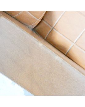 Fauteuil en Skaï Marron Pieds Compas