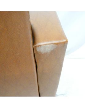 Fauteuil en Skaï Marron Pieds Compas