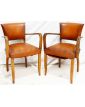 Pair of Brown Leather Bridge Armchairs