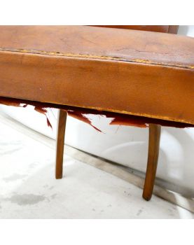 Pair of Brown Leather Bridge Armchairs