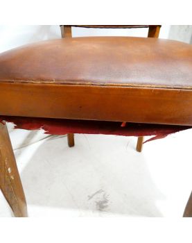 Pair of Brown Leather Bridge Armchairs