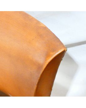 Paire de Fauteuils Bridge en Cuir Marron