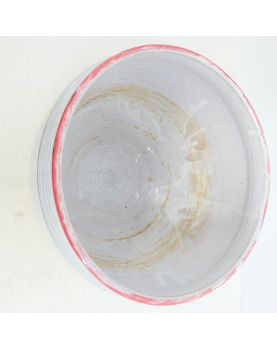 White Earthenware Flower Pot with Floral Decor