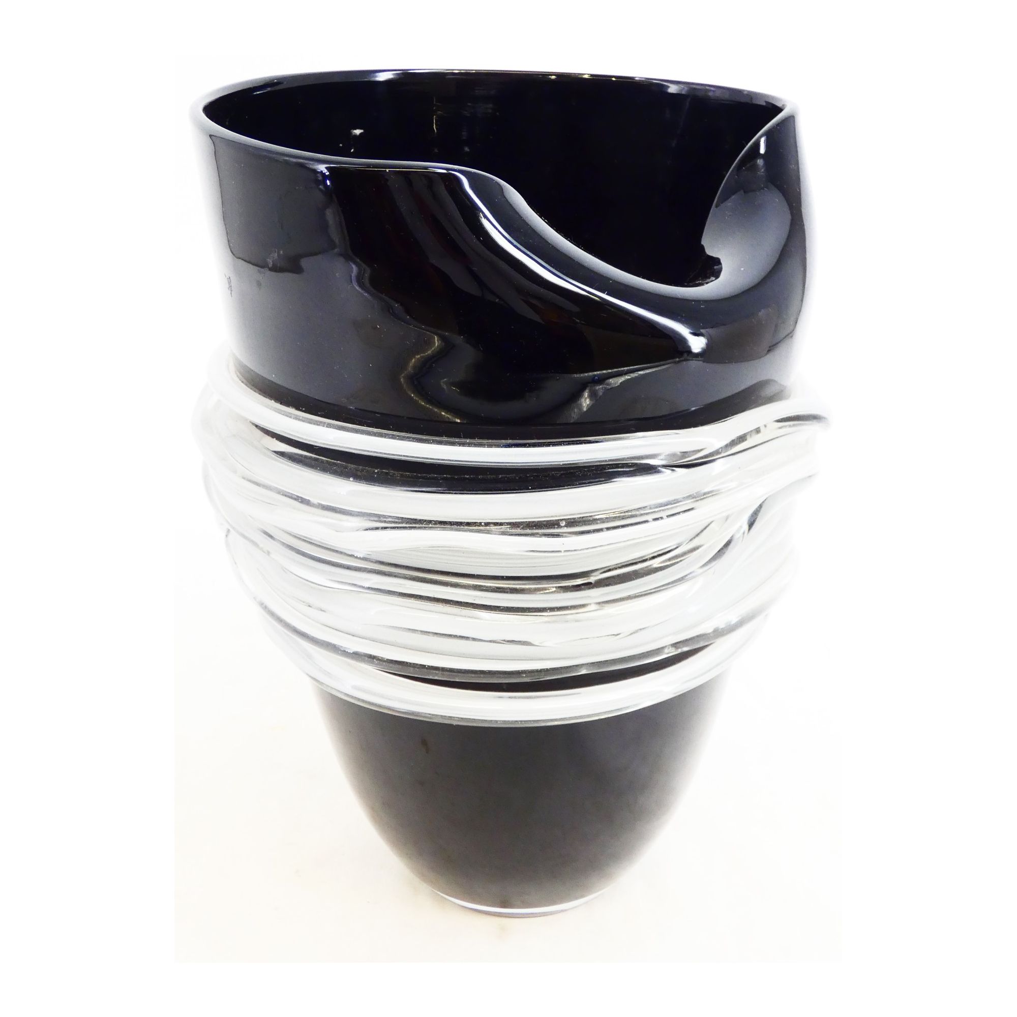 Vase en Verre Noir Attribué à MURANO Vase en Verre Noir Attribué à MURANO