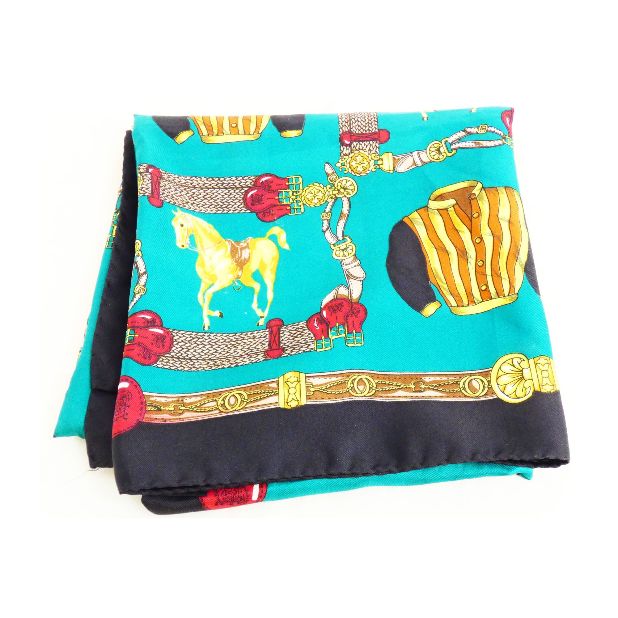 Silk Scarf with Rider Motifs by Pierre BALMAINS Silk Scarf with Rider Motifs by Pierre BALMAINS