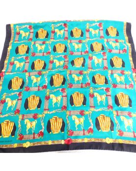 Silk Scarf with Rider Motifs by Pierre BALMAINS